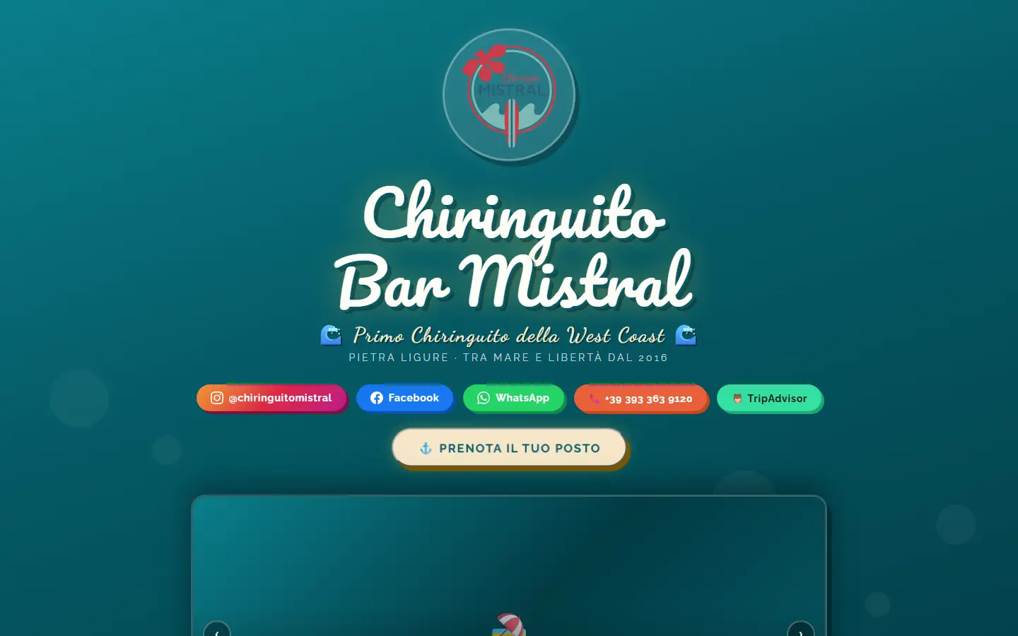 Anteprima del sito Chiringuito Bar Mistral su computer