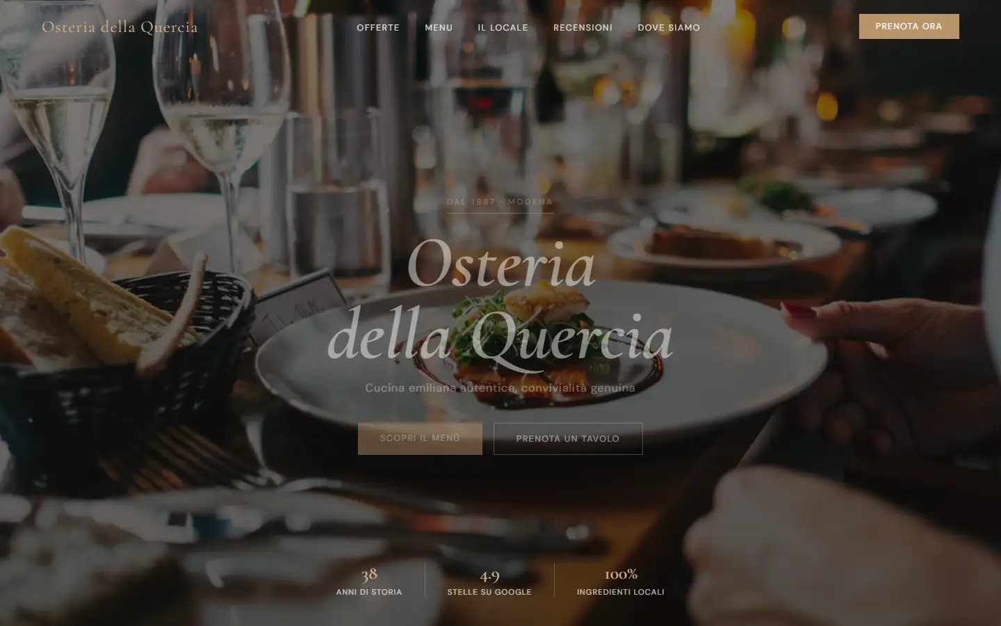 Anteprima del sito Osteria della Quercia su computer